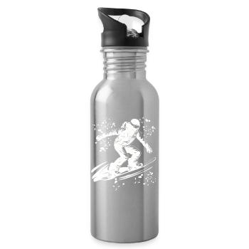 Snowboarder Snowboarding Snowboard - Water bottle with straw - silver - Right