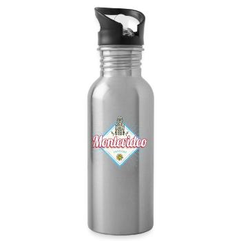 Montevideo Stadt Uruguay Palacio Salvo Souvenir - Trinkflasche mit integriertem Trinkhalm - Lightsilver - Rechts