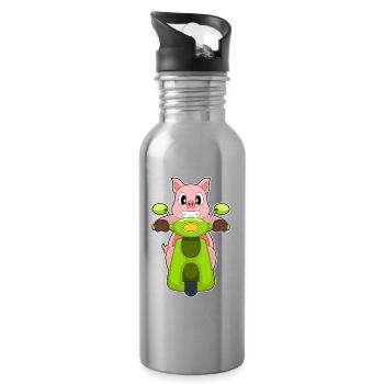 Trottinette Cochon - Gourde avec paille intégrée - argent clair - Droite