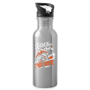 Snowboard | I Got The Powder | Pulverschnee - Trinkflasche mit integriertem Trinkhalm - Lightsilver - Rechts