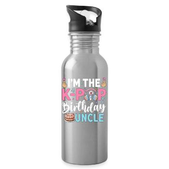 I'm The K-Pop Birthday Uncle - Trinkflasche mit integriertem Trinkhalm - Lightsilver - Rechts