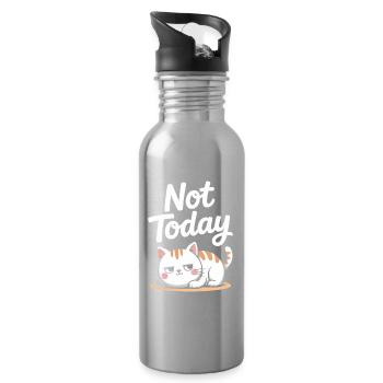 Katzen Spruch Not Today Büro Cat Homeoffice Katze - Trinkflasche mit integriertem Trinkhalm - Lightsilver - Rechts