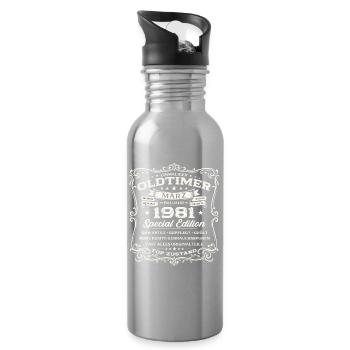 45. Geburtstag Geschenk Mann Oldtimer März 1981 - Trinkflasche mit integriertem Trinkhalm - Lightsilver - Rechts