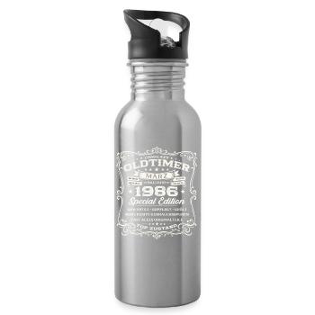 40. Geburtstag Geschenk Mann Oldtimer März 1986 - Trinkflasche mit integriertem Trinkhalm - Lightsilver - Rechts