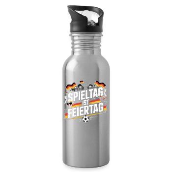 Match day is a public holiday Germany Fan - Water bottle with straw - silver - Right