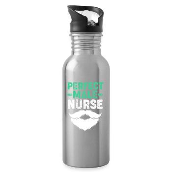 Nurse Hospital Nurse Gift - Water bottle with straw - silver - Right