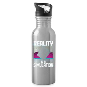 La réalité est une simulation - Gourde avec paille intégrée - argent clair - Droite