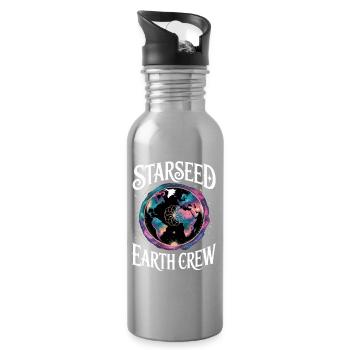 Starseed Earth Crew - Water bottle with straw - silver - Right