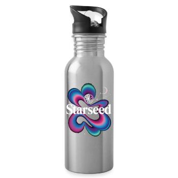 Starseed Color Swirl Logo - Water bottle with straw - silver - Right