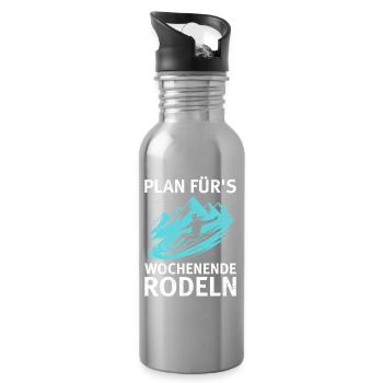 PLAN FOR THE WEEKEND TOBOGGANING FUN - Water bottle with straw - silver - Right