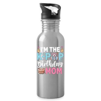 Je suis la maman d’anniversaire K-Pop - Gourde avec paille intégrée - argent clair - Droite