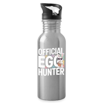 Official Egg Hunter Osterhase Ostern Humor - Trinkflasche mit integriertem Trinkhalm - Lightsilver - Rechts