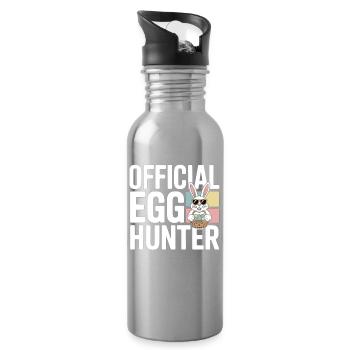 Official Egg Hunter Osterhase Ostern Humor - Trinkflasche mit integriertem Trinkhalm - Lightsilver - Rechts
