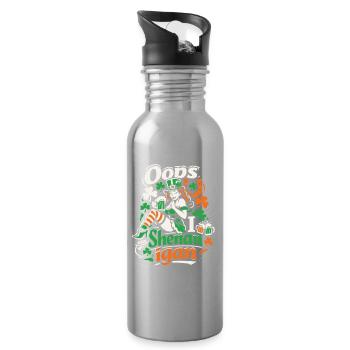 Oops I Shenanigan | Leprechaun St Patrick's Girl - Trinkflasche mit integriertem Trinkhalm - Lightsilver - Rechts