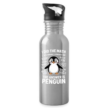 Mathe Sprüche Pinguin Lustiges Mathe Geschenk - Trinkflasche mit integriertem Trinkhalm - Lightsilver - Rechts