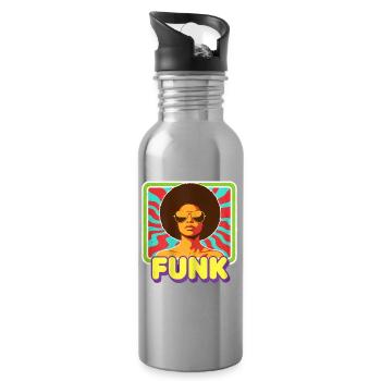 Funk Afro Soul des années 70 Rétro Vintage Groovy Style - Gourde avec paille intégrée - argent clair - Droite