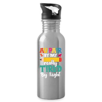 Nanny-Wertschätzung Au-pair-Mitarbeiterin Babysitter Au - Trinkflasche mit integriertem Trinkhalm - Lightsilver - Rechts