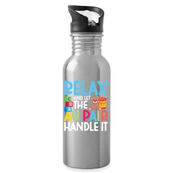 Au Pair Must Haves Babysitter-Wertschätzung Nanny - Trinkflasche mit integriertem Trinkhalm - Lightsilver - Rechts