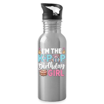 I'm The K-Pop Birthday Girl - Water bottle with straw - silver - Right