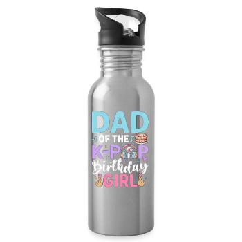 Dad Of The K-Pop Birthday Girl - Trinkflasche mit integriertem Trinkhalm - Lightsilver - Rechts
