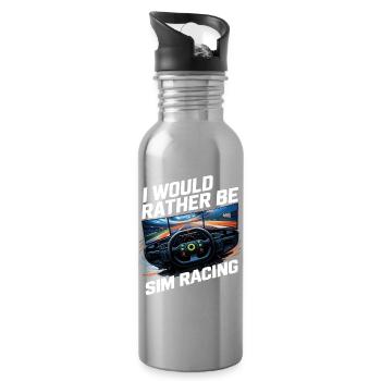 Ich würde lieber Sim-Racing machen - Trinkflasche mit integriertem Trinkhalm - Lightsilver - Rechts