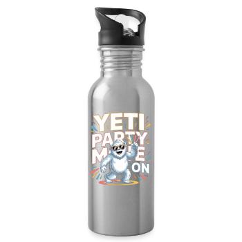 Mode Yeti Party – Monstre de fête drôle - Gourde avec paille intégrée - argent clair - Droite