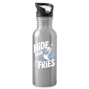 Versteck Deine Pommes Vogelwitz - Trinkflasche mit integriertem Trinkhalm - Lightsilver - Rechts