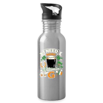 I Need More Vitamin G | Stout Bier | St Patrick - Trinkflasche mit integriertem Trinkhalm - Lightsilver - Rechts