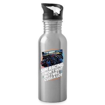 Sim Racing Ich Gebe Nicht Auf Aber Ich Werde Viel - Trinkflasche mit integriertem Trinkhalm - Lightsilver - Rechts