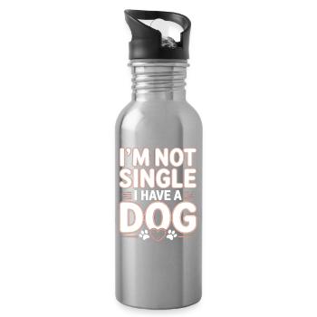 I'm Not Single – I Have a Dog - Trinkflasche mit integriertem Trinkhalm - Lightsilver - Rechts