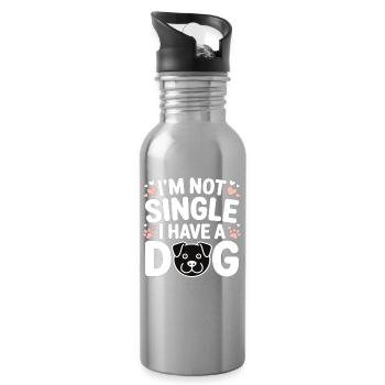 I'm Not Single – I Have a Dog - Trinkflasche mit integriertem Trinkhalm - Lightsilver - Rechts