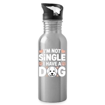 I'm Not Single – I Have a Dog - Trinkflasche mit integriertem Trinkhalm - Lightsilver - Rechts
