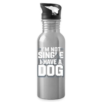 I'm Not Single – I Have a Dog - Trinkflasche mit integriertem Trinkhalm - Lightsilver - Rechts