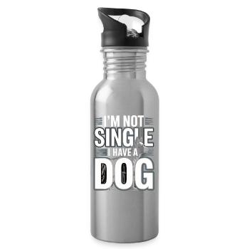 I'm Not Single – I Have a Dog - Trinkflasche mit integriertem Trinkhalm - Lightsilver - Rechts