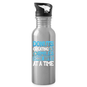 Donut fast food - Water bottle with straw - silver - Right