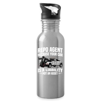  Repoman Asset Recovery Agent Car Recovery Repo - Water bottle with straw - silver - Right