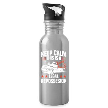  Repo Agent Asset Recovery Agent Car Repossession - Water bottle with straw - silver - Right