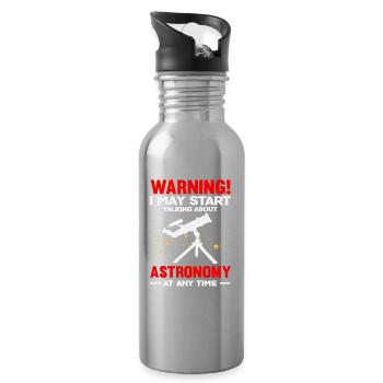 Attention Talks About Astronomy Saying - Water bottle with straw - silver - Right