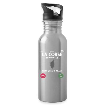 La Corse M’Appelle Faut Que J’Y Aille Humour - Gourde avec paille intégrée - argent clair - Droite