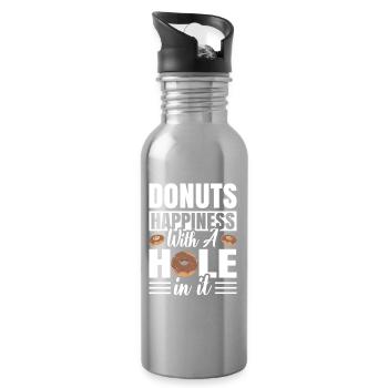 Restauration rapide en donuts - Gourde avec paille intégrée - argent clair - Droite