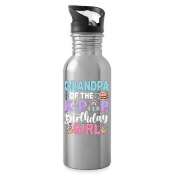 Grandpa Of The K-Pop Birthday Girl - Water bottle with straw - silver - Right