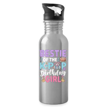 Bestie Of The K-Pop Birthday Girl - Trinkflasche mit integriertem Trinkhalm - Lightsilver - Rechts