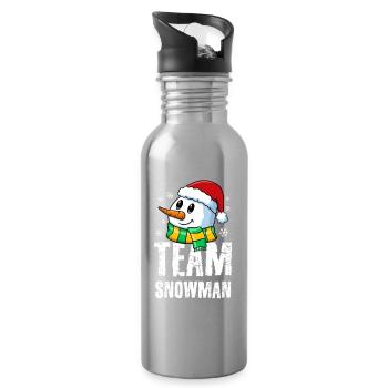 Cute Snowman with Santa Hat and Scarf Design - Trinkflasche mit integriertem Trinkhalm - Lightsilver - Rechts