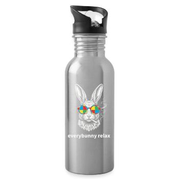 Everybunny Relax Funny Bunny with Sunglasses - Water bottle with straw - silver - Right