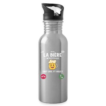 La Bière M’Appelle Faut Que J’Y Aille Humour Apéro - Gourde avec paille intégrée - argent clair - Droite