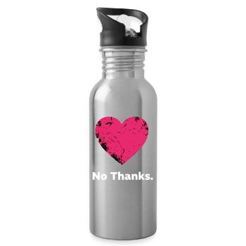 Nein Danke Herz - Trinkflasche mit integriertem Trinkhalm - Lightsilver - Rechts