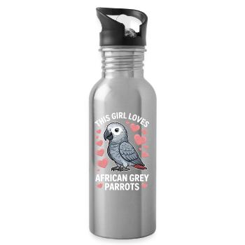 Graupapagei Sprüche Lustiges Graupapagei Geschenk  - Trinkflasche mit integriertem Trinkhalm - Lightsilver - Rechts