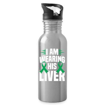 Leberspender-Transplantation Organ-Spender-Leber - Trinkflasche mit integriertem Trinkhalm - Lightsilver - Rechts