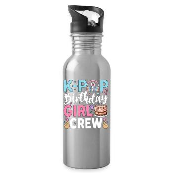 Équipe des filles d’anniversaire K-Pop - Gourde avec paille intégrée - argent clair - Droite