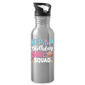 Escouade des filles d’anniversaire K-Pop - Gourde avec paille intégrée - argent clair - Droite